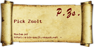 Pick Zsolt névjegykártya